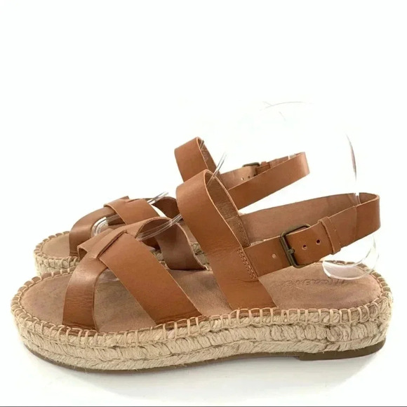 Madewell sandals style md776 size 9 cognac brown strappy Espadrilles platforms - Picture 6 of 13